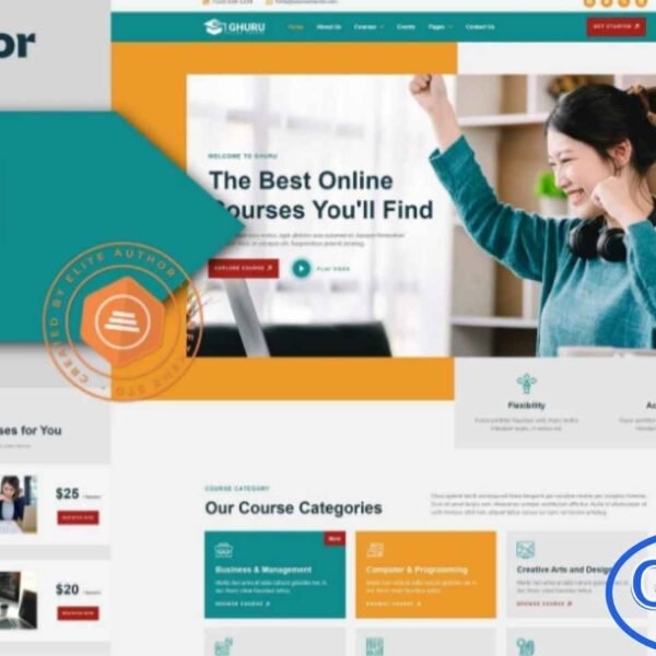 Ghuru – Online Course & Education Elementor Template Kit Ghuru is a modern Elementor Template Kit designed specifically for online courses, educational institutions, and e-learning platforms. Perfect for colleges, academies, training centers, and learning management systems, this kit offers all the essential templates to create a professional and engaging education website.