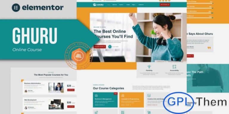 Ghuru – Online Course & Education Elementor Template Kit Ghuru is a modern Elementor Template Kit designed specifically for online courses, educational institutions, and e-learning platforms. Perfect for colleges, academies, training centers, and learning management systems, this kit offers all the essential templates to create a professional and engaging education website.