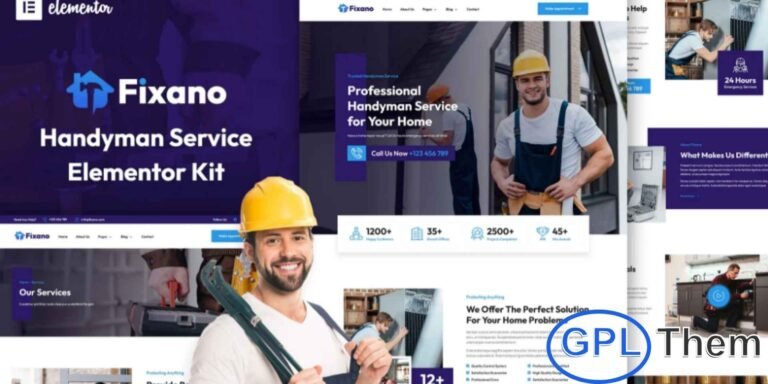 Fixano – Handyman Services Elementor Template Kit Fixano is a professionally designed Elementor Template Kit tailored for handyman businesses and home repair service providers. Ideal for showcasing services like plumbing, electrical work, ventilation, heating, air conditioning, and general home maintenance, this kit helps you build a polished and reliable online presence with ease.