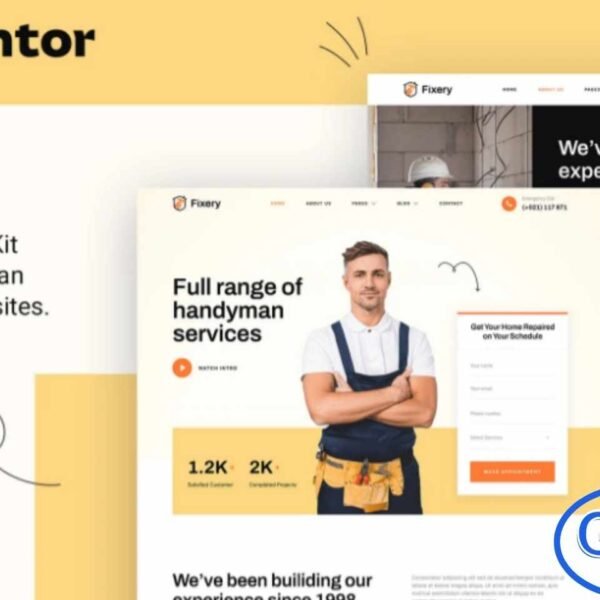 Fixery – Handyman & Repair Services Elementor Template Kit Fixery is a modern and clean Elementor Template Kit crafted for professionals in the home repair and maintenance industry. Perfect for handymen, plumbers, electricians, and a wide range of repair service providers, this kit helps you build a polished and trustworthy website with ease. Featuring a stylish and unique design, Fixery offers a fully responsive and retina-ready layout that delivers a seamless user experience across all devices.