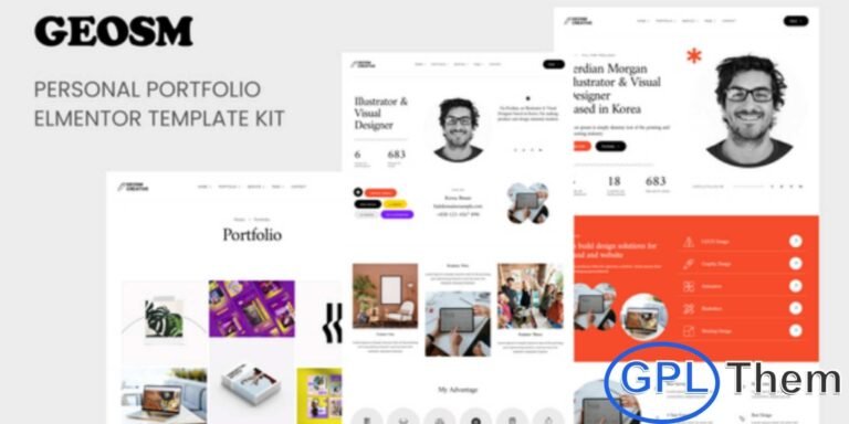 Geosm – Personal Portfolio Elementor Template Kit Geosm is a modern, minimal, and highly versatile Personal Portfolio Elementor Template Kit designed to help professionals showcase their work with clarity and impact. Perfect for portfolios, CVs, resumes, freelancers, creative studios, and business professionals, this kit delivers a polished and engaging digital presence.