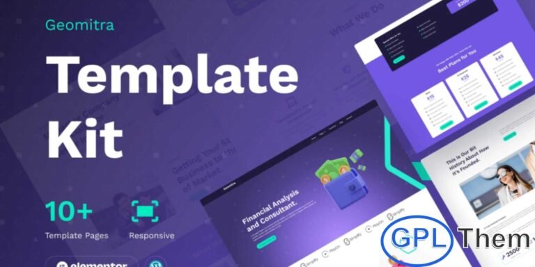 Geomitra – Creative Financial Elementor Pro Template Kit Geomitra is a polished and professional Elementor Pro Template Kit designed specifically for financial, corporate, and business websites. Built with a modern, creative, and minimal aesthetic, this kit helps you showcase services, expertise, and company information with clarity and impact.