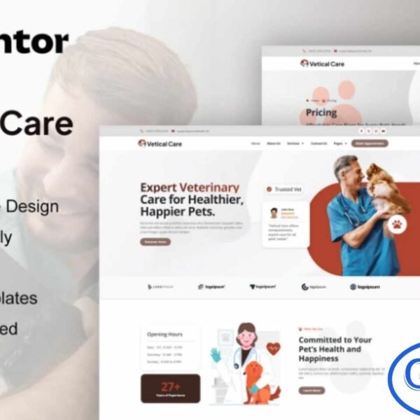 VeticalCare – Veterinary & Pet Care Elementor Pro Template Kit VeticalCare is a modern Elementor Pro Template Kit designed specifically for veterinary clinics and pet care businesses. Perfect for showcasing services like veterinary care, pet daycare, grooming salons, pet centers, and hospitals, this kit provides a professional online presence for your business.