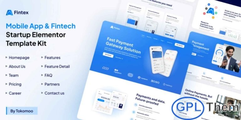 Fintex – Mobile App & Fintech Startup Elementor Template Kit Fintex is a sleek and modern Elementor Template Kit designed for fintech startups, mobile apps, SaaS platforms, and software businesses. Featuring a dark, professional color scheme and 100% responsive design, Fintex ensures your website looks stunning on all devices. Perfect for landing pages, product showcases, and startup websites, this kit offers a polished and engaging online presence.