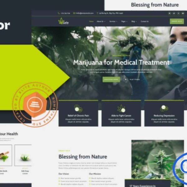Gele – Medical Marijuana & Medicine Elementor Template Kit Gele is a professionally crafted Elementor Template Kit designed for medical marijuana, cannabis medicine, CBD products, herbal treatments, and research-focused websites. With a clean, modern, and visually appealing layout, this kit helps you present medical cannabis services and information with clarity and credibility.