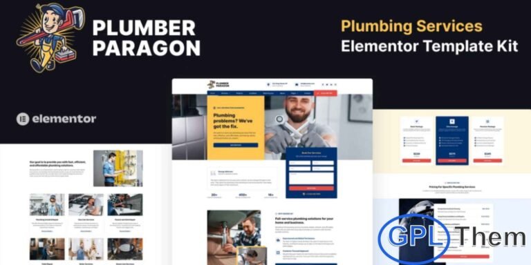 Plumber Paragon – Plumbing Services Elementor Pro Template Kit Plumber Paragon is a professional Elementor Pro Template Kit designed for all plumbing-related services, including pipe repairs, leak fixing, faucets, drains, toilets, water heaters, showers, bathroom installations, maintenance, plumbing emergencies, and home care services. Built with Elementor Pro, this kit features a fully responsive design that looks flawless on desktops, tablets, and mobile devices.