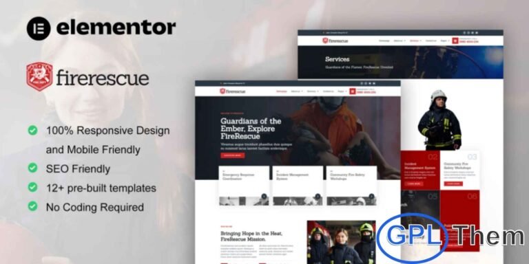 FireRescue – Firefighter & Fire Department Elementor Template Kit FireRescue is a professional Elementor Template Kit designed specifically for firefighters, fire departments, and emergency services. Ideal for showcasing fire safety programs, firefighting services, fire prevention initiatives, and emergency response teams, this kit helps you create a strong and trustworthy online presence.