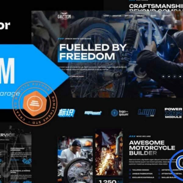 Gaztem – Custom Motorcycle Garage Elementor Template Kit Gaztem is a bold and modern Elementor Template Kit crafted specifically for custom motorcycle garages and automotive workshops. Designed for custom bike builders, motorcycle service centers, specialty garages, and motorcycle clubs, this kit delivers a powerful and stylish online presence that captures the spirit of craftsmanship and performance.