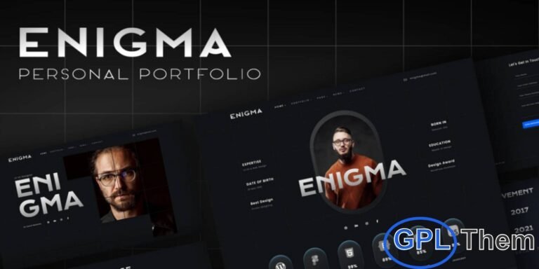 Enigma – Personal Portfolio Elementor Template Kit Enigma is a sleek and modern Elementor Template Kit crafted for creatives who want to showcase their work with impact and style. Perfect for designers, artists, freelancers, and professionals, this fully responsive portfolio kit delivers clean layouts that highlight your skills, projects, and personal brand.