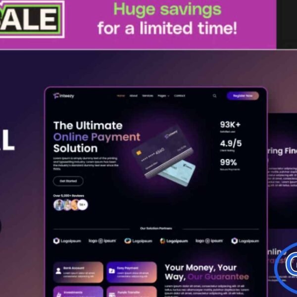 Finteezy – Fintech Startup & Digital Wallet Elementor Template Kit Finteezy is a modern Elementor Template Kit designed for fintech startups, online payment gateways, and digital wallet platforms. With sleek, user-friendly layouts and professional aesthetics, this kit ensures a seamless user experience that builds trust and engagement.