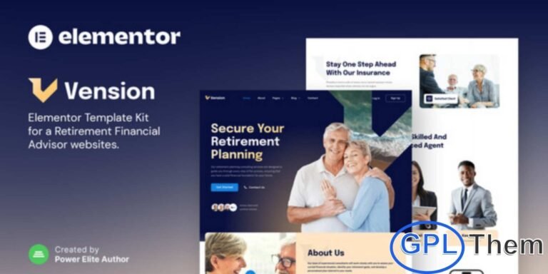 Vension – Retirement Planning Consulting Elementor Template Kit Vension is a sleek and modern Elementor Template Kit crafted for finance professionals, including retirement planners, financial consultants, investment advisors, insurance agencies, and other wealth management businesses. This template kit helps you build a professional, trustworthy, and polished WordPress-based website that reflects your expertise and credibility.
