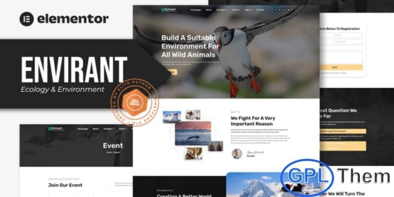 Envirant – Ecology & Environment Elementor Pro Template Kit Envirant is a beautifully designed Elementor Pro Template Kit created for ecology, environmental protection, fundraising, and sustainability-focused organizations. Featuring 14 fully responsive, pre-built templates, this kit offers a clean, minimalist layout that helps you present your environmental initiatives with clarity and impact.