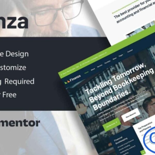 Finanza – Finance & Accounting Company Elementor Template Kit Finanza is a professionally crafted Elementor Template Kit tailored for finance, accounting, and business service websites. Featuring a clean, simple, and modern layout, this kit is designed to help you build a polished and high-performing website without any coding. Fully compatible with the free version of Elementor, Finanza offers ready-to-import, reusable templates that work seamlessly with most WordPress themes—especially the Hello Elementor theme.