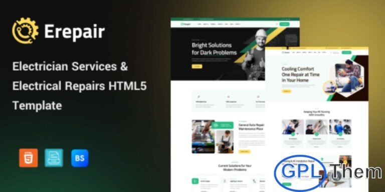 Erepair – Electrical Service Elementor Template Kit Erepair is a modern and professional Elementor Template Kit designed specifically for electrical service providers, electricians, repair technicians, and home maintenance companies. With its clean layout and user-friendly structure, this kit makes it easy to build a high-quality website that showcases your electrical solutions, repair services, and expertise.