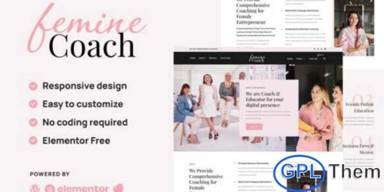 Femine – Feminine Business Coach Elementor Template Kit Femine is a beautifully crafted Elementor Template Kit designed for feminine business coaches, entrepreneurs, mentors, bloggers, and personal branding websites. Featuring a clean, modern, and elegant layout, this kit helps you build a professional online presence that reflects confidence and clarity.