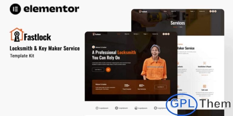 Fastlock – Locksmith & Key Maker Service Elementor Template Kit Fastlock is a complete Elementor Template Kit designed to help locksmiths and key maker service providers build a professional and high-performing WordPress website with ease. Featuring a clean, modern, and trustworthy design, this full site kit delivers a polished online presence that highlights your services with clarity and confidence.