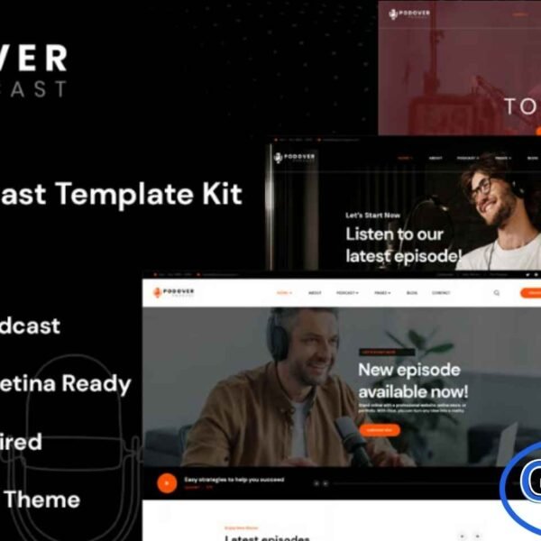 Podover – Podcast Elementor Template Kit Podover is a sleek and modern Elementor Template Kit designed specifically for podcasters, vloggers, and multimedia content creators. Perfect for audio podcasts, video podcasts, Apple Podcasts, SoundCloud, and personal podcasting brands, this kit helps you build a professional and engaging website effortlessly.