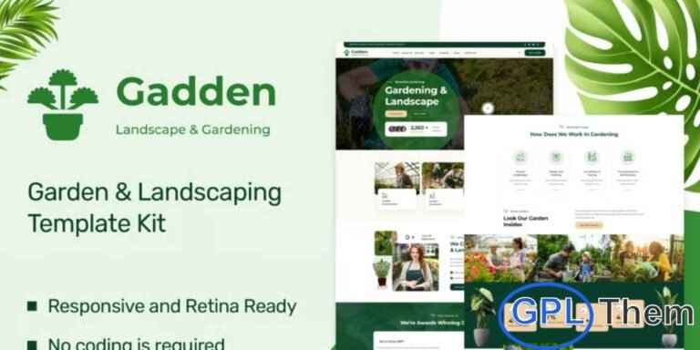 Gadden – Garden & Landscaping Elementor Template Kit Gadden is a modern and beautifully designed Elementor Template Kit created for garden and landscaping businesses, including landscaping services, lawn care, gardening, florists, and flower shops. With its clean, visually appealing, and unique layout, Gadden helps you establish a professional and attractive online presence.
