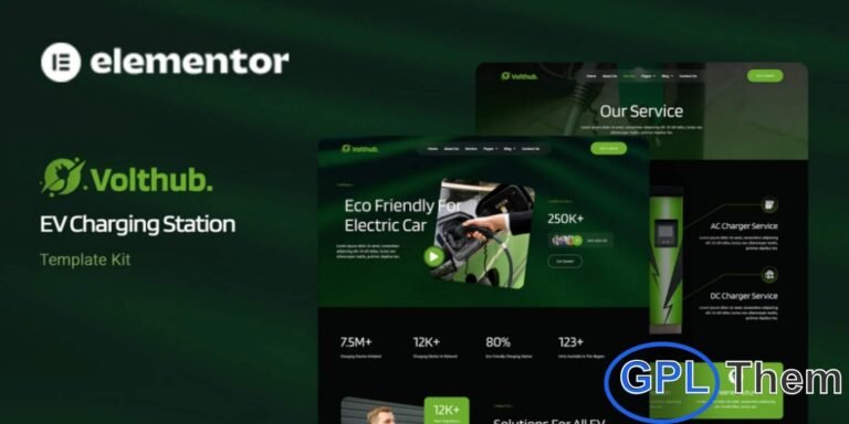 Volthub – EV Charging Station Elementor Template Kit Volthub is a modern and professional Elementor Template Kit designed to help you quickly build a high-impact website for EV charging stations, electric mobility services, and sustainable energy businesses. With a sleek, future-ready design system and carefully curated premium images, this kit gives your project a polished and branded look from the start.