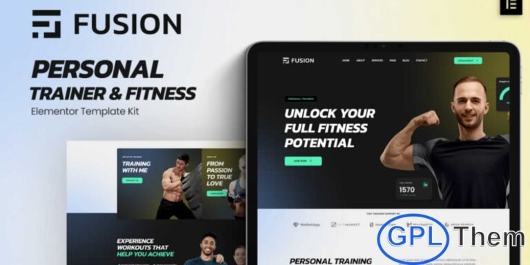 Fusion – Personal Trainer & Fitness Elementor Template Kit Fusion is a modern and professionally designed Elementor Template Kit perfect for personal trainers, fitness coaches, gyms, and online training programs. With its clean and engaging layout, Fusion allows you to build a fully functional, WordPress-based fitness website without writing a single line of code. Fully responsive and retina-ready, this kit is optimized for all devices and screen sizes.