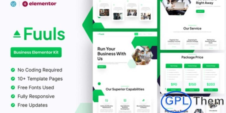 Fuuls – Business Elementor Pro Template Kit Fuuls is a modern and creative Elementor Pro Template Kit designed for business and corporate websites. With over 12 carefully crafted pages, Fuuls offers visually appealing layouts that help showcase your services, team, projects, and company profile with clarity and professionalism.