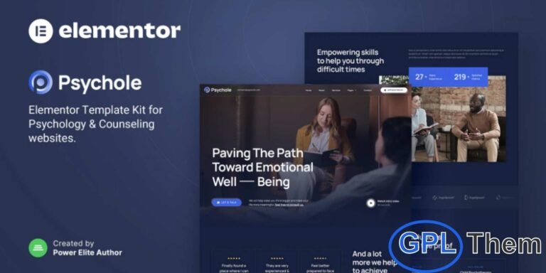 Psychole – Psychology & Counseling Elementor Template Kit Psychole is a sleek and modern Elementor Template Kit designed for psychologists, therapists, counselors, and mental health professionals. Ideal for creating professional websites for counseling psychology, therapy centers, and healthcare services, this kit features a clean and visually appealing layout. Fully responsive and retina-ready, Psychole ensures your website looks flawless on desktops, tablets, and mobile devices.