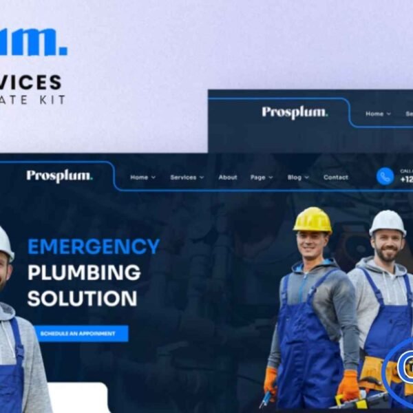 Prosplum – Plumbing Services Elementor Template Kit Prosplum is a modern and professional Elementor Template Kit designed for plumbing services, ideal for plumbers, repair specialists, and home maintenance businesses. This fully responsive and retina-ready kit provides a clean, functional layout to showcase services like pipe repair, faucet installation, drain cleaning, toilet servicing, water heater maintenance, and emergency plumbing.