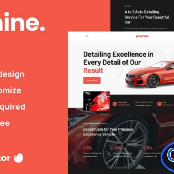 Proshine – Car Detailing & Auto Service Elementor Template Kit Proshine is a professional Elementor Template Kit designed for car detailing, auto service, and automotive businesses. Ideal for car repair shops, auto modification services, car wash services, and detailing centers, this kit offers modern and visually appealing layouts to showcase your services effectively.