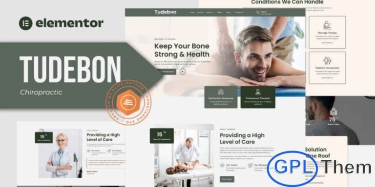 Tudebon – Chiropractic & Physiotherapy Elementor Template Kit The Tudebon – Chiropractic & Physiotherapy Elementor Template Kit is a professionally designed collection of 10+ ready-made templates, perfect for chiropractic clinics, physiotherapy centers, orthopedic care, and other medical or health-related websites. Featuring a clean, modern, and fully responsive layout, Tudebon makes it effortless to build a polished healthcare website that works seamlessly across all devices.