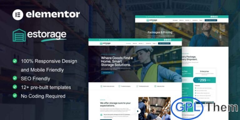 Estorage – Storage Service Company Elementor Pro Template Kit Estorage is a professionally crafted Elementor Pro Template Kit designed for storage service companies aiming to build a modern and trusted online presence. Packed with 12+ pre-built templates, this kit features a clean layout, elegant styling, and a fully responsive design that adapts seamlessly across all devices.