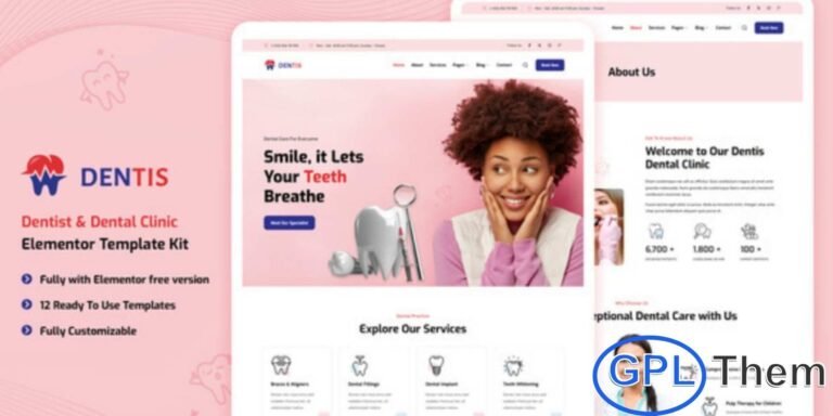 Dentis – Dentist & Dental Clinic Elementor Template Kit Dentis is a professionally designed Elementor Template Kit created for dental clinics, orthodontists, and healthcare service providers. With its clean, modern, and trustworthy layout, this kit offers everything you need to build a polished dental care website without any coding. Perfect for showcasing treatments, introducing your medical team, and highlighting patient services, Dentis ensures a seamless user experience on all devices.