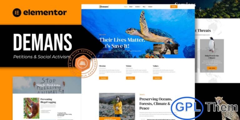 Demans – Petitions & Social Activism Elementor Pro Template Kit Demans is a fully responsive and modern Elementor Pro Template Kit designed for creating impactful websites dedicated to petitions, social activism, and community-driven campaigns. With 10+ professionally crafted templates, this kit provides a clean, engaging, and highly customizable layout perfect for charities, crowdfunding initiatives, environmental campaigns, human rights movements, and non-profit organizations.