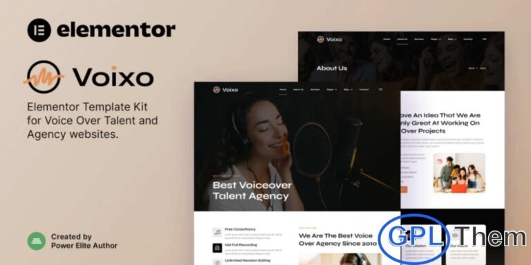 Voixo – Voice Over Talent & Agency Elementor Template Kit Voixo is a sleek and modern Elementor Template Kit crafted specifically for voice-over talent, voice actors, and professional voice-over agencies. Designed to help you build a polished and engaging online presence, Voixo offers a fully responsive layout and easy drag-and-drop customization—no coding required.