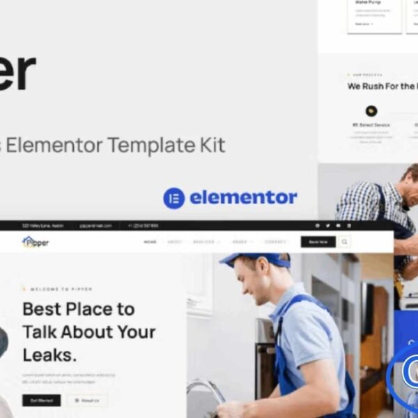 Pipper – Plumbing Services Elementor Template Kit Pipper is a modern and clean Elementor Template Kit crafted specifically for plumbing services, HVAC, heating and cooling, ventilation, and other home care or maintenance businesses. Designed with a fully responsive layout, Pipper ensures your website looks flawless on desktops, tablets, and mobile devices.