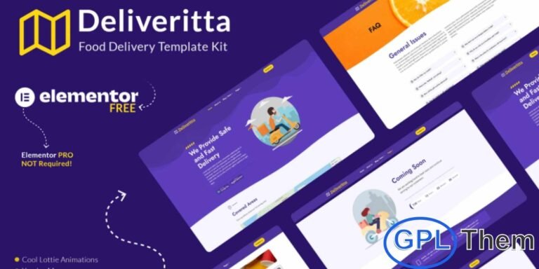 Deliveritta – Food Delivery Elementor Template Kit Deliveritta is a clean and modern Elementor Template Kit designed specifically for food delivery, takeaway services, and online ordering platforms. With professionally crafted layouts, this kit makes it effortless to build a high-impact website that showcases menus, delivery options, and promotions.