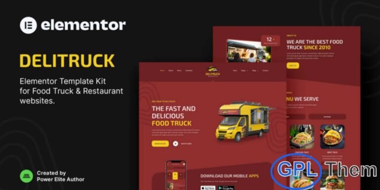 Delitruck – Food Truck & Restaurant Elementor Template Kit Delitruck is a modern, clean, and fully responsive Elementor Template Kit designed to help you build a professional website for Food Trucks, Restaurants, Burger Bars, Bistros, Street Food vendors, and other food-related businesses. Crafted with a sleek and engaging layout, this kit ensures your site looks stunning on every device.