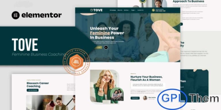 Tove – Feminine Business Coaching Elementor Template Kit The Tove – Feminine Business Coaching Elementor Template Kit is a beautifully designed solution tailored for websites that empower women in business. Perfect for agencies and professionals in interior design, digital products, fashion, health, wellness, art, and beauty, this kit provides a versatile collection of templates to showcase services, programs, and success stories.