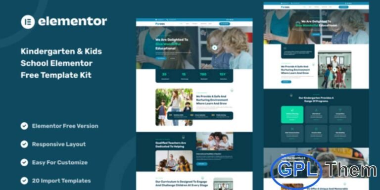 Parees – Kindergarten & Kids School Elementor Template Kit Parees is a bright and engaging Elementor Template Kit designed specifically for kindergartens, preschools, and kids’ educational websites. With a cheerful and professional design, Parees helps you create a child-friendly online presence that appeals to parents and students alike.