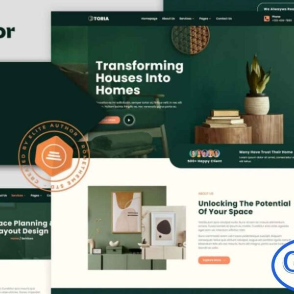 Toria – Interior Design Elementor Template Kit The Toria – Interior Design Elementor Template Kit is a modern, professionally designed solution for interior designers, architecture firms, real estate agencies, and furniture businesses. This versatile template kit includes a collection of clean and stylish layouts to showcase projects, services, portfolios, and client testimonials with ease.
