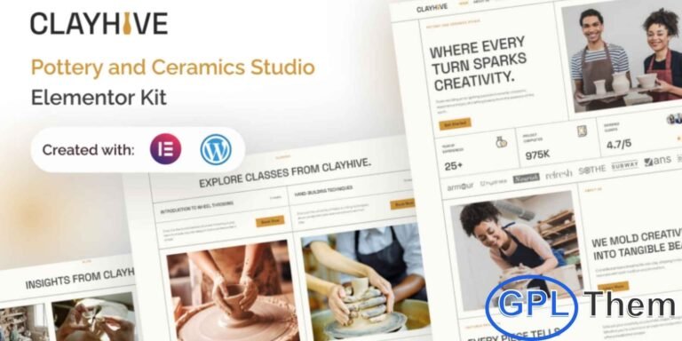 ClayHive – Pottery & Ceramics Studio Elementor Template Kit ClayHive is a modern and well-structured Pottery & Ceramics Studio Elementor Pro Template Kit designed for creative professionals and artisan businesses. This template kit is ideal for pottery studios, ceramic artists, craft workshops, art schools, creative blogs, and handmade product brands.