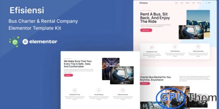 Efisiensi – Bus Charter & Rental Company Elementor Template Kit Efisiensi is a professional and SEO-friendly Elementor Template Kit designed to help you build a modern website for bus charter services, bus rental companies, shuttle services, and transportation businesses.