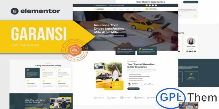 Garansi – Car Insurance Elementor Template Kit Garansi is a modern and professional Elementor Template Kit designed specifically for car insurance and insurance service websites. This template kit is ideal for car insurance, auto insurance, life insurance, home insurance, health insurance providers, insurance agencies, insurance companies, and financial consultants.