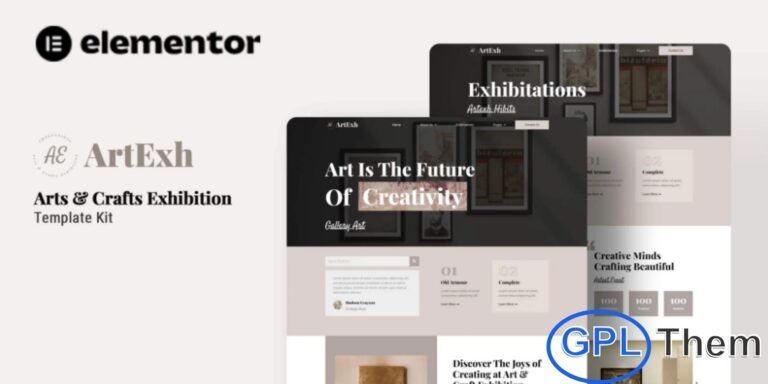 Artexh – Arts & Crafts Exhibition Elementor Template Kit is a creative and professional website solution designed for arts and crafts exhibitions, galleries, and creative events. This Elementor Template Kit allows you to quickly build a visually engaging WordPress website using the Elementor Page Builder, without relying on a traditional theme. Artexh is ideal for showcasing art exhibitions, craft fairs, creative showcases, workshops, and cultural events with clarity and style.