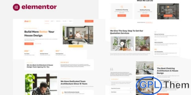 Arsiti – Architecture & House Design Agency Elementor Template Kit is a modern and professional website solution crafted for architecture studios, house design agencies, and interior design businesses. This Elementor Template Kit includes a carefully designed collection of layouts built specifically for the Elementor Page Builder plugin, allowing you to create a high-quality WordPress website with ease.