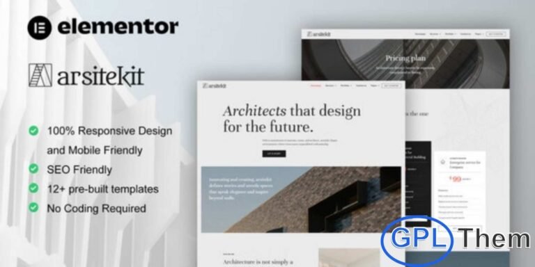 ArsiteKit – Architecture & Construction Elementor Pro Template Kit is a modern and professional solution for building stunning architecture, interior design, and construction service websites in WordPress. This Elementor Pro Template Kit is ideal for architects, interior designers, construction companies, real estate businesses, landscape designers, and furniture brands.