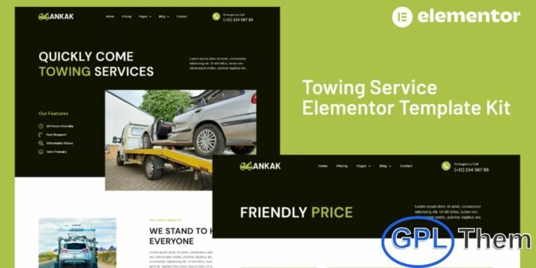 Ankak – Towing Services Elementor Pro Template Kit Ankak is a modern and professional Elementor Pro Template Kit designed specifically for towing and roadside assistance services. Ideal for personal towing businesses and towing companies, this template kit helps you showcase your services with a clean, contemporary design that builds trust and credibility.
