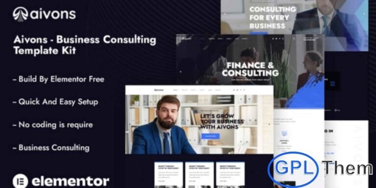 Aivons – Business Consulting Elementor Template Kit Aivons is a modern and professional Elementor Template Kit designed for business consulting and corporate service websites. This template kit allows you to quickly and easily build a high-quality WordPress website using the Elementor Page Builder—no coding required. Optimized for the free Hello Elementor theme and compatible with most WordPress themes that support Elementor, Aivons is perfect for consultants, startups, corporate firms, financial services, and professional agencies looking to establish a strong online presence.