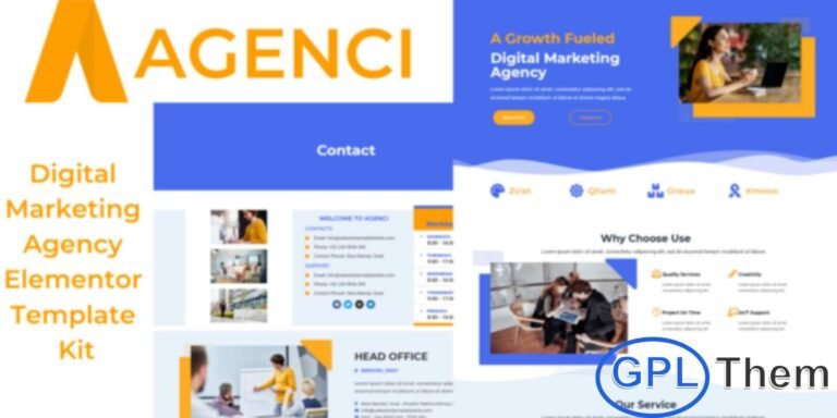Agenci – Digital Marketing Agency Elementor Template Kit Agenci is a modern and professional Elementor Template Kit designed for digital marketing agencies, creative studios, and online marketing businesses. Perfect for SEO services, social media marketing, branding, advertising, and web development agencies, Agenci helps you create a high-impact website with ease.