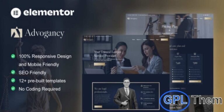 Advogancy – Attorney Law Firm Elementor Pro Template Kit Advogancy is a modern and professional Elementor Pro Template Kit designed for attorney and law firm websites. Featuring 12+ pre-built templates with clean, elegant, and contemporary layouts, this template kit is ideal for legal professionals offering law and legal services. Perfect for attorneys, lawyers, advocates, legal advisors, and law firms, Advogancy helps you create a trustworthy and professional online presence with easy customization using Elementor Pro.