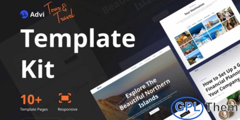 Advi – Creative Tour & Travel Elementor Pro Template Kit Advi is a creative and modern Elementor Pro Template Kit designed for tour operators, travel agencies, and travel service businesses. With stylish layouts and a professional design, Advi helps you showcase travel destinations, tour packages, and travel experiences in an engaging way. This template kit is easy to customize using Elementor Pro and is ideal for building a high-quality travel website without any coding.